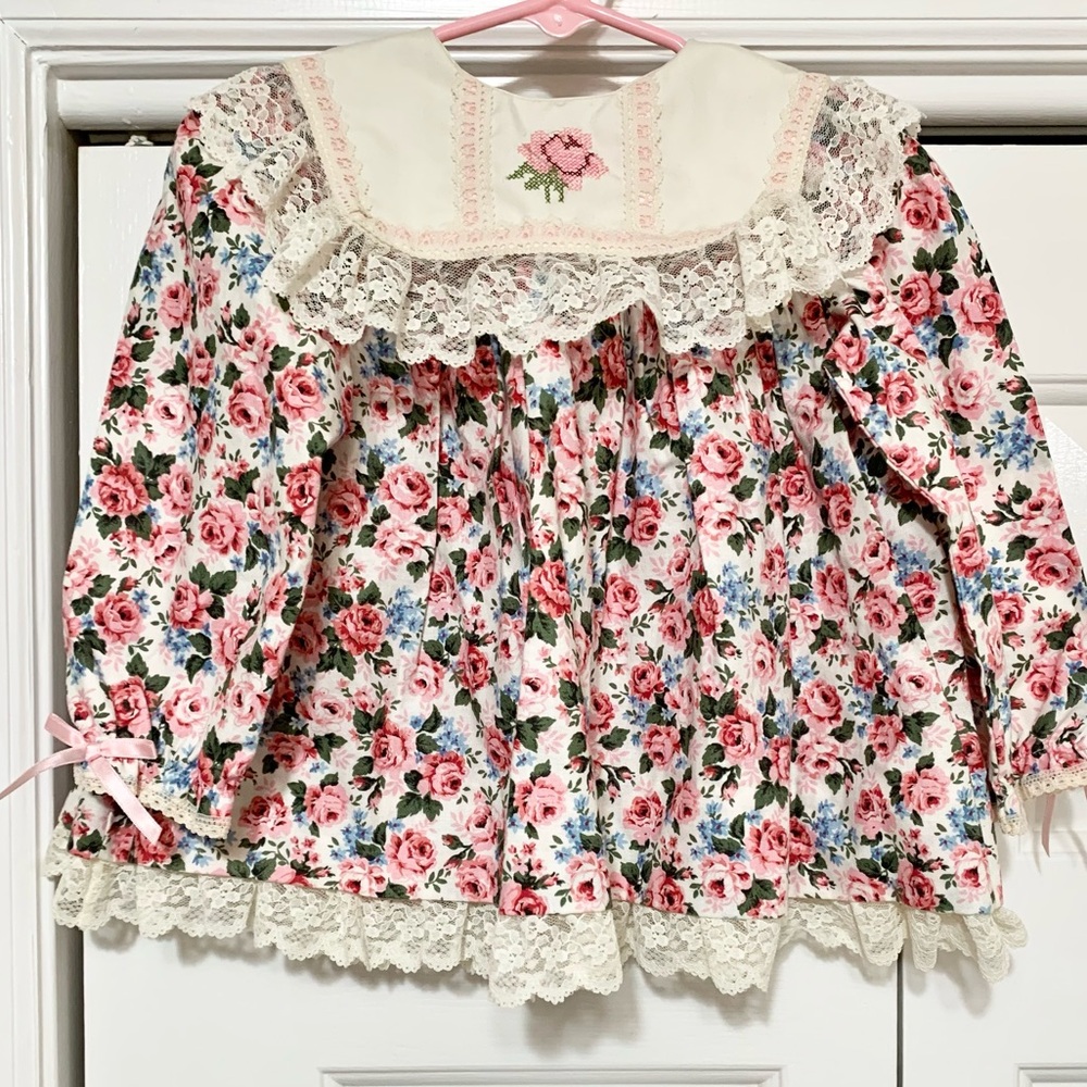 Vintage Rose Collared Frilly Girly Dress - Baby - 24 months